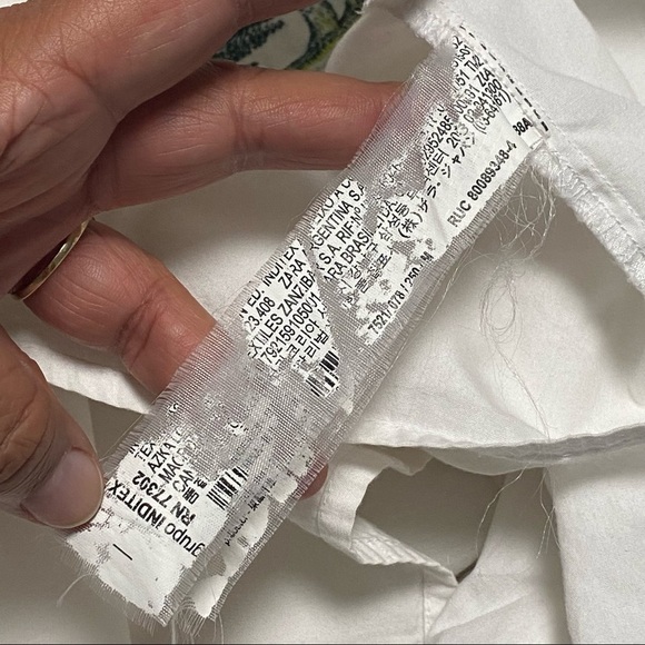 Zara Basics Shirt Women’s Size Medium White Crop Green Palm Embroidered Top - Picture 8 of 9